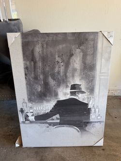 Set of 2 Black & White Bar Canvas Wall Art
