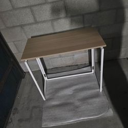 Folding Desk with Wood Top and White Frame