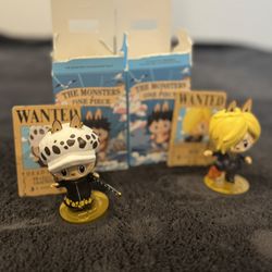 🏴‍☠️ The Monsters × One Piece Mini Figures – Trafalgar Law & Sanji (Set of 2)