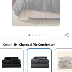 New Queen Duvet Cover And 2 Shams, Charcoal Color 💯 Cotton. Great For Dudes Bedroom.