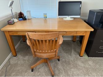 Vintage Oak Library-Style Writing Desk