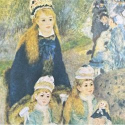 MOTHER AND CHILDREN, 1875 Artist Pierre-Auguste Renoir Fine Art Print Vintage Original Yugoslavia Printed Antique Collectible Impressionist Ephemera