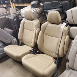 BRAND NEW LEATHER BUCKET SEATS WITH SEATBELTS  Gray And Tan Color 