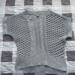 Grey knit crochet sweater