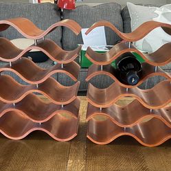 Wave Wine Rack Wood Holds 15 Bottles