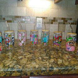 Glass Cups With Glass Straws 16oz