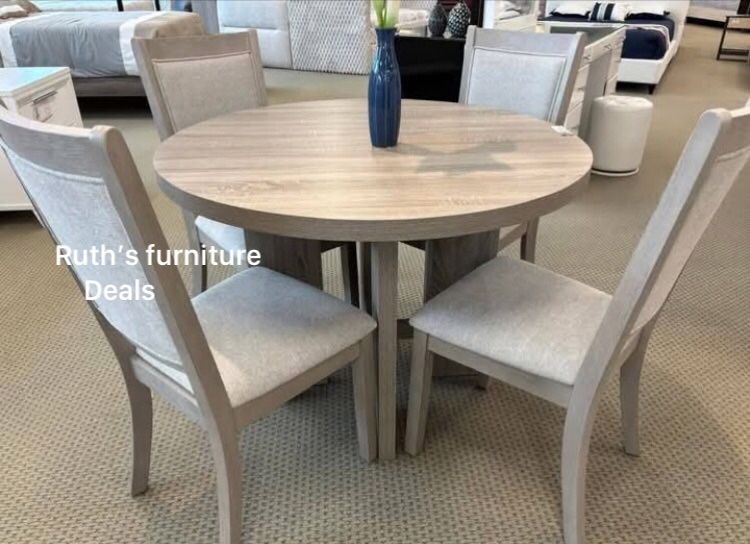 5-Pc Round Dining Table Set 