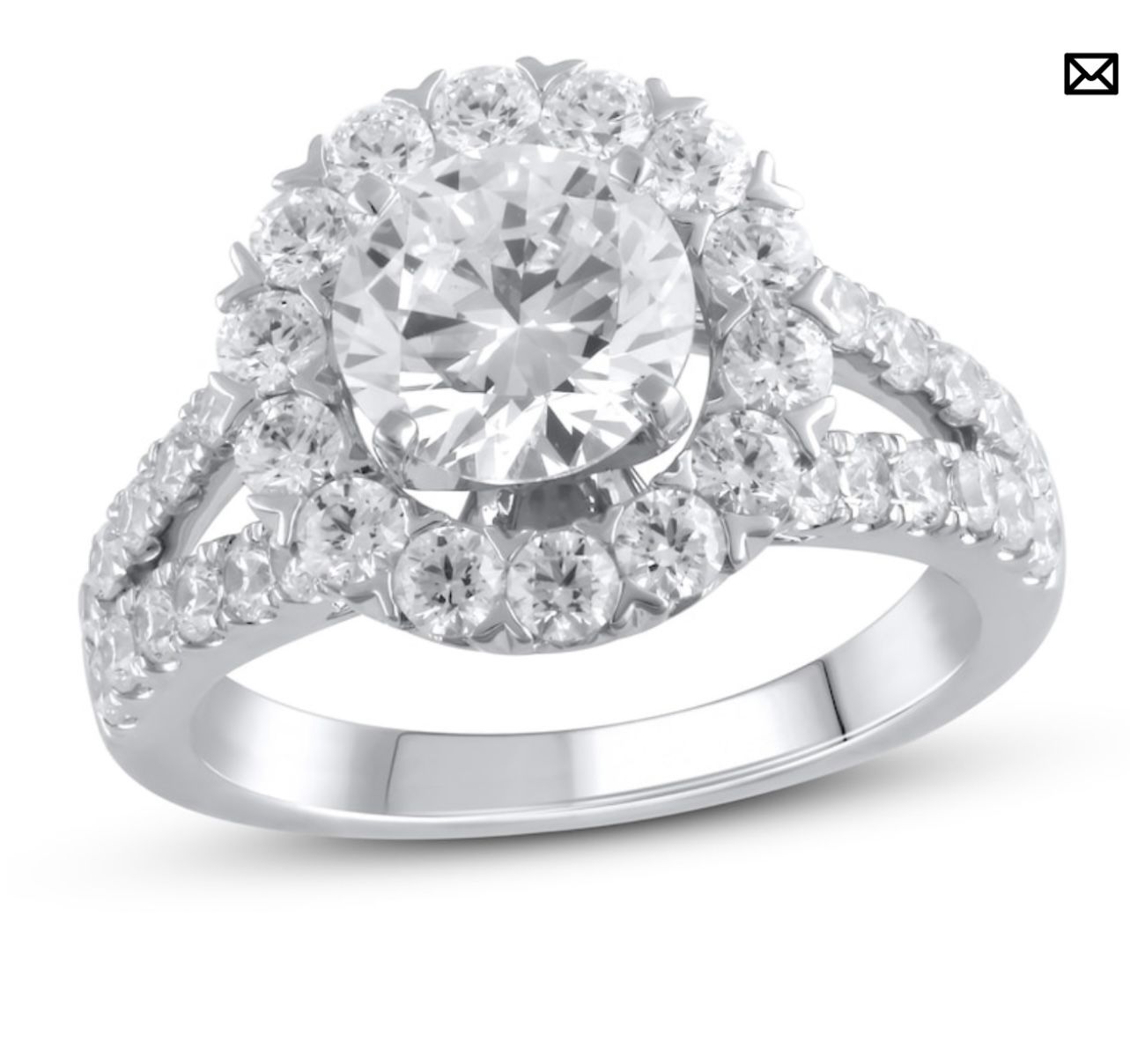 Beautiful Lab-Created Diamond Engagement Ring 3-3|8 ct tw Round 14K White Gold