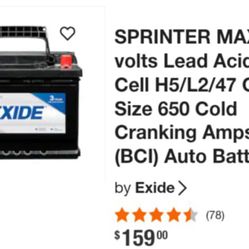 Exide Sprinter 12V Battery BRAND NEW!! 
