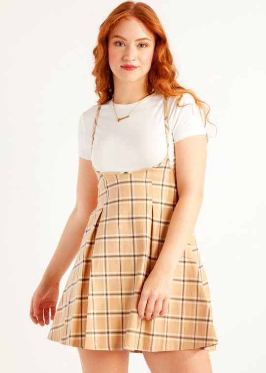 Rue 21 Taupe Plaid Tee Shirt Dress