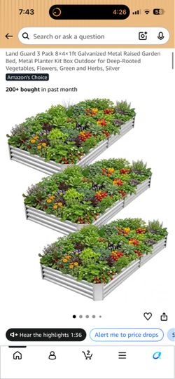 🔥 NEW 3-PACK Galvanized Raised Garden Beds (8x4x1ft) - Sealed Box!