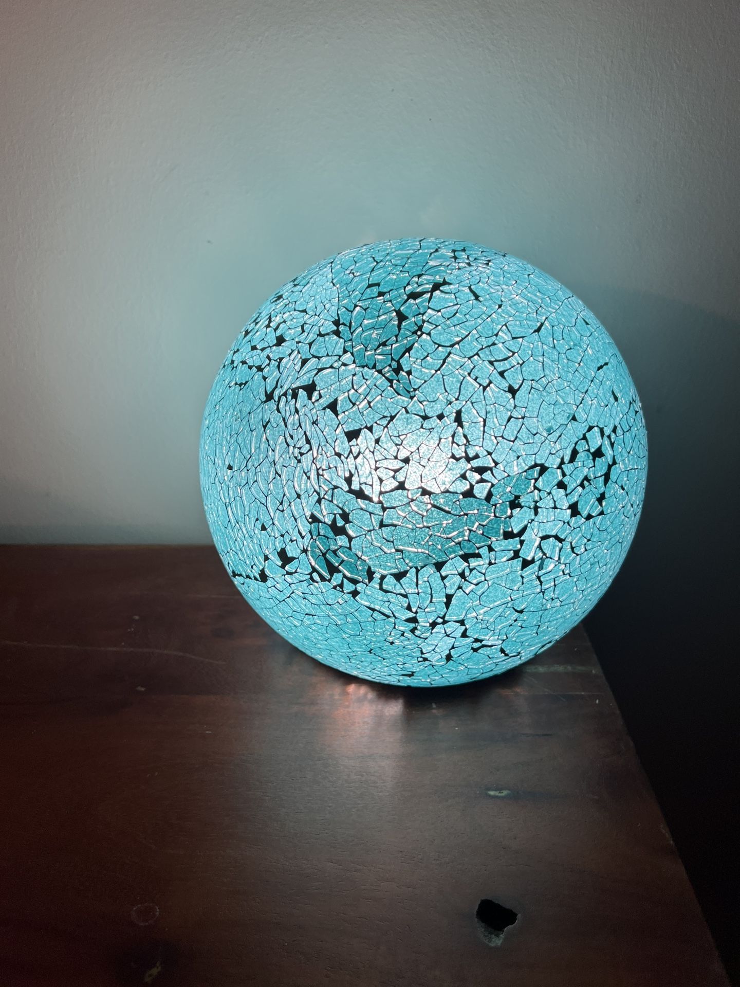 Simple Designs LT3302-TEL 1 Light Mosaic Stone Ball Table Lamp, Teal, 8 x 8 x 7.75