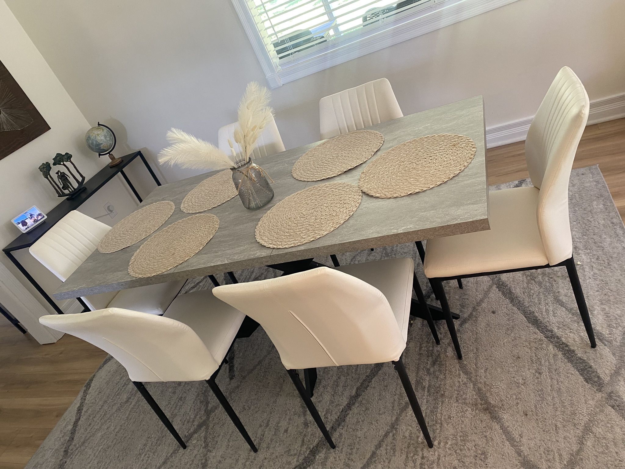 Dining Table W/ 6 Chairs And Extension Piece