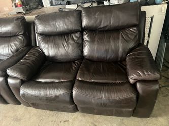 Leather reclining sofa and love seat