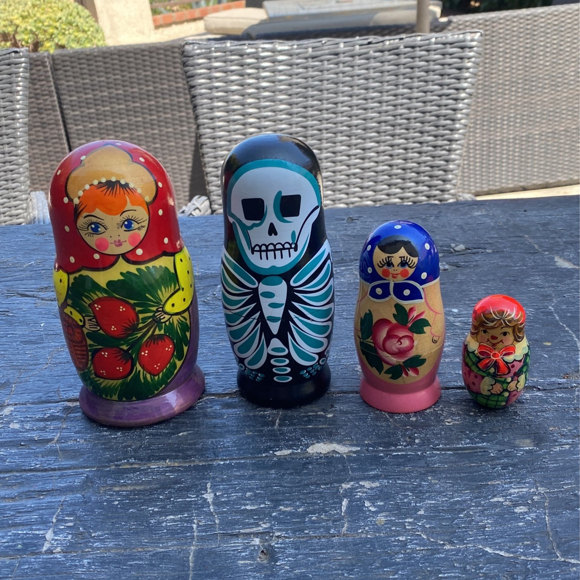 Russian Wooden Hand Painted Nesting Dolls Halloween