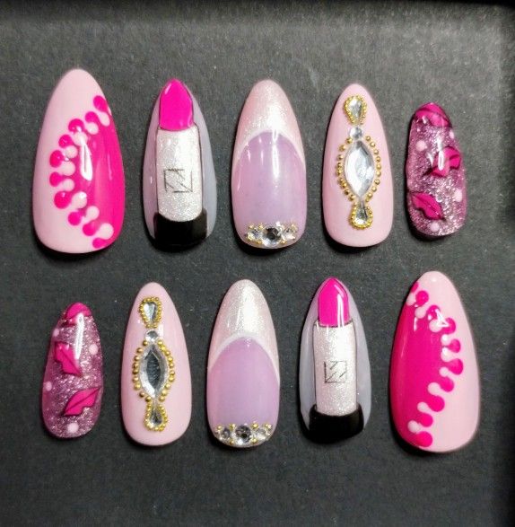 Lipstick Barbie Nails