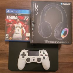 Playstation 4 With One Controller + Wireless Color Changing Light Up Headphone + Game Must Sell Todayy