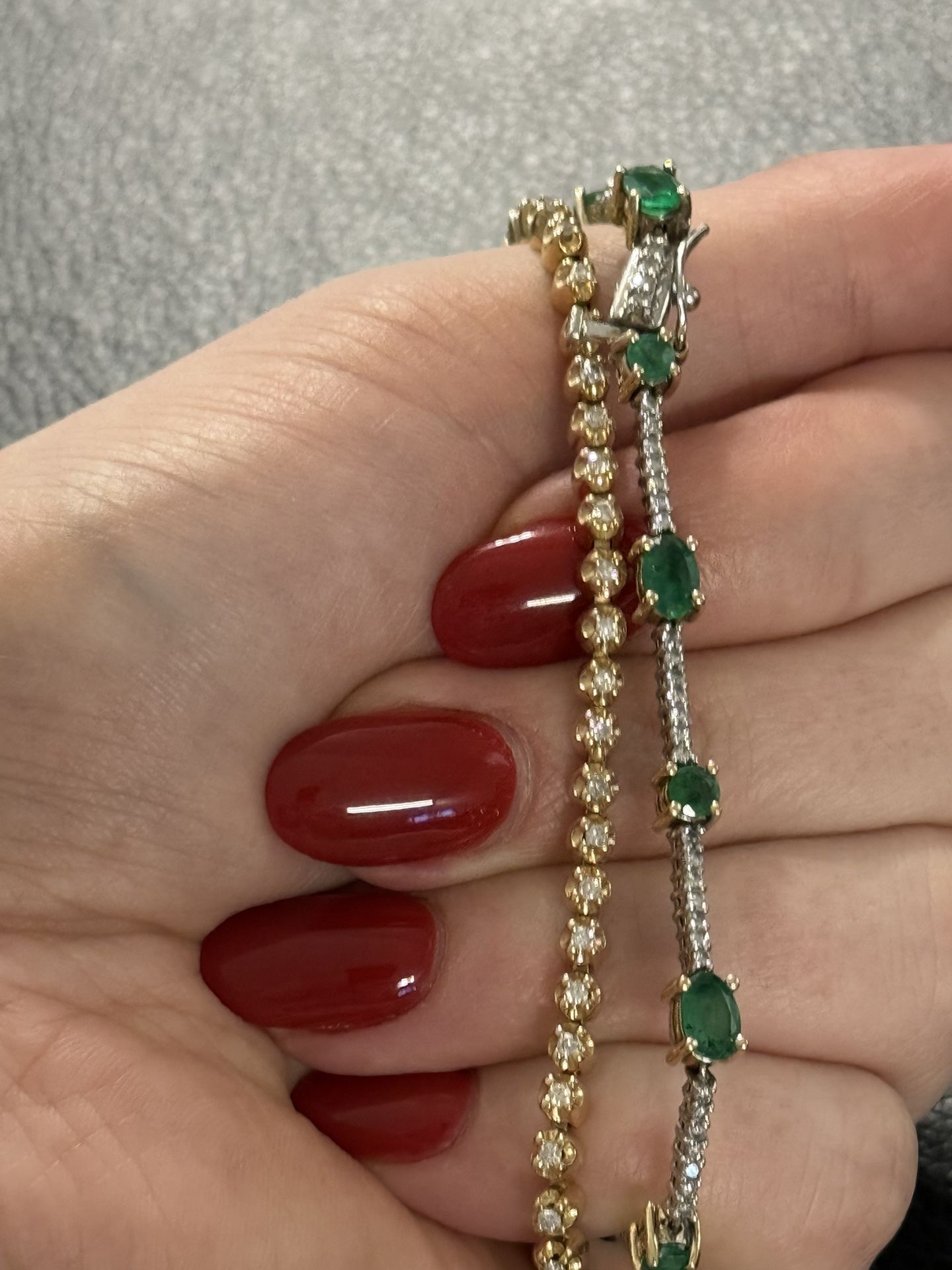 Solid 14k Natural Diamond Bracelets Set Of Two!