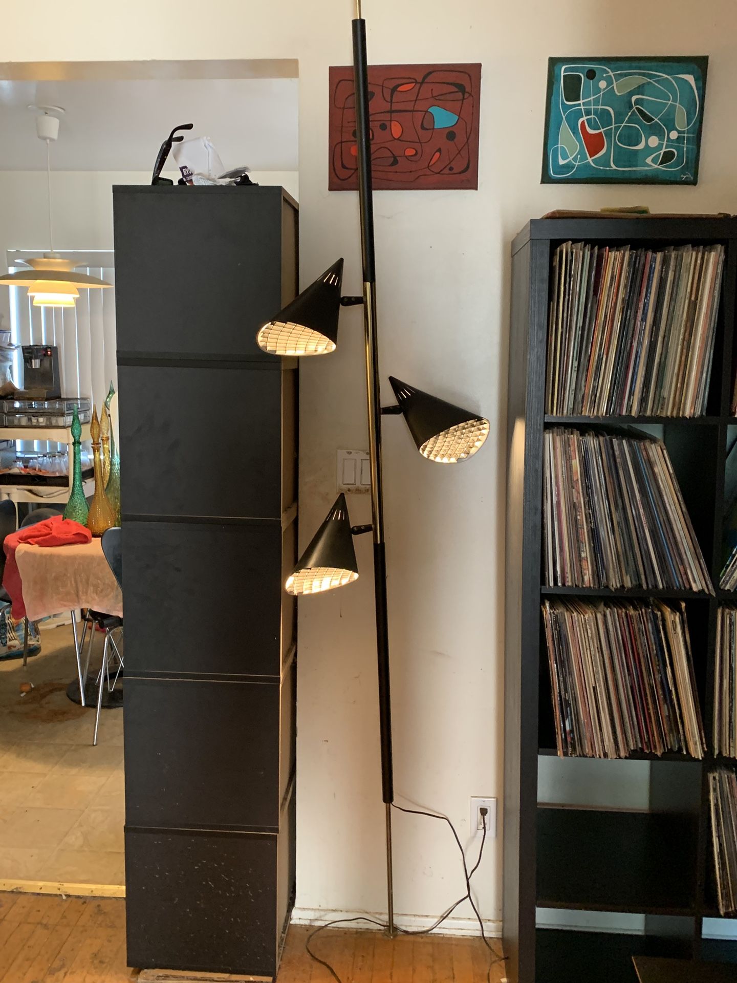 Mid Century Modern Tension Pole Lamp 3 Shades Directional Great Condition $500!!