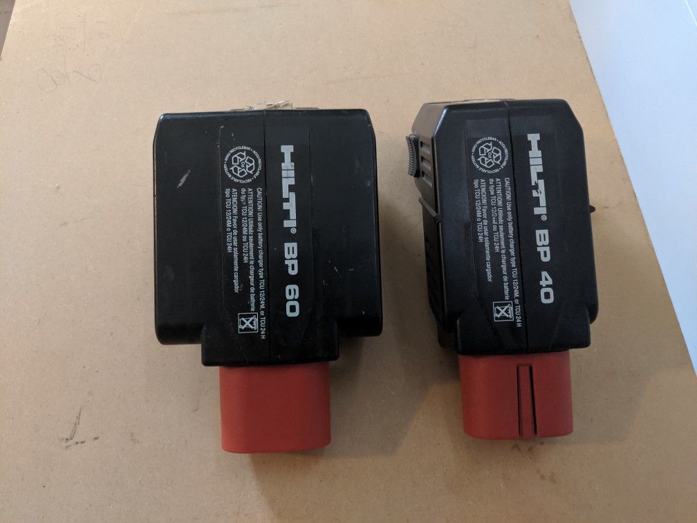 2 Hilti 24 Volt Hammer Drill Batteries