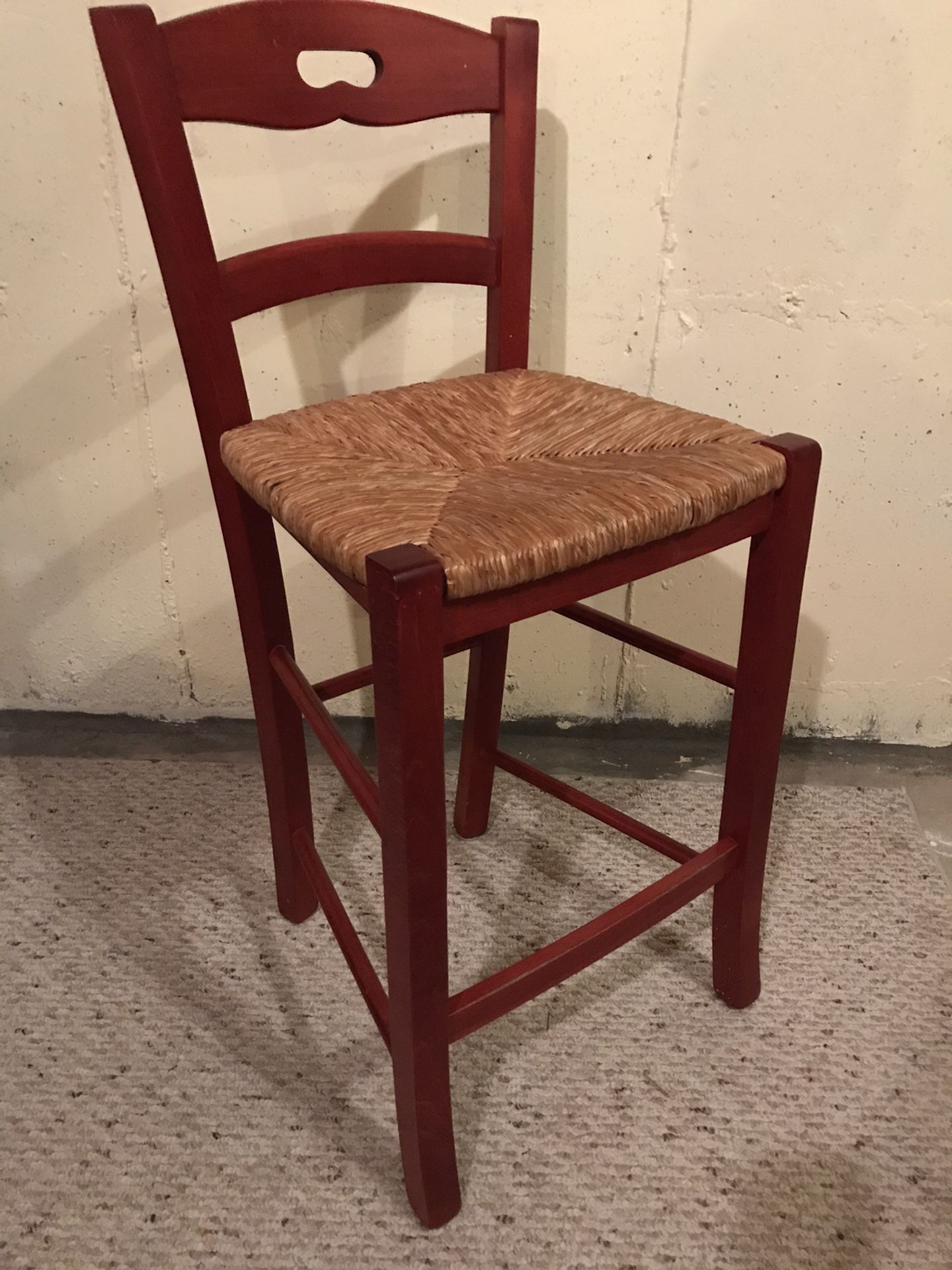 Red Wicker Bar Stool