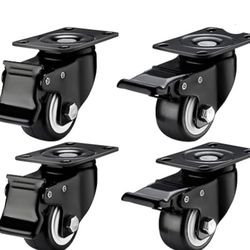 4 x Heavy Duty Swivel Castor Wheels w/Brake 2” Furniture Caster's