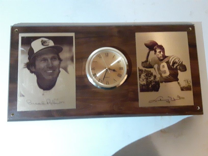 Brooks Robinson & Johnny Unitas Vintage Clock