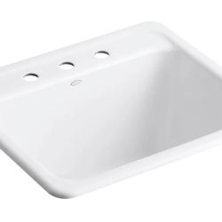 Kohler Glen Falls 25" Single Basin Undermount or Drop In Cast Iron Utility Sink