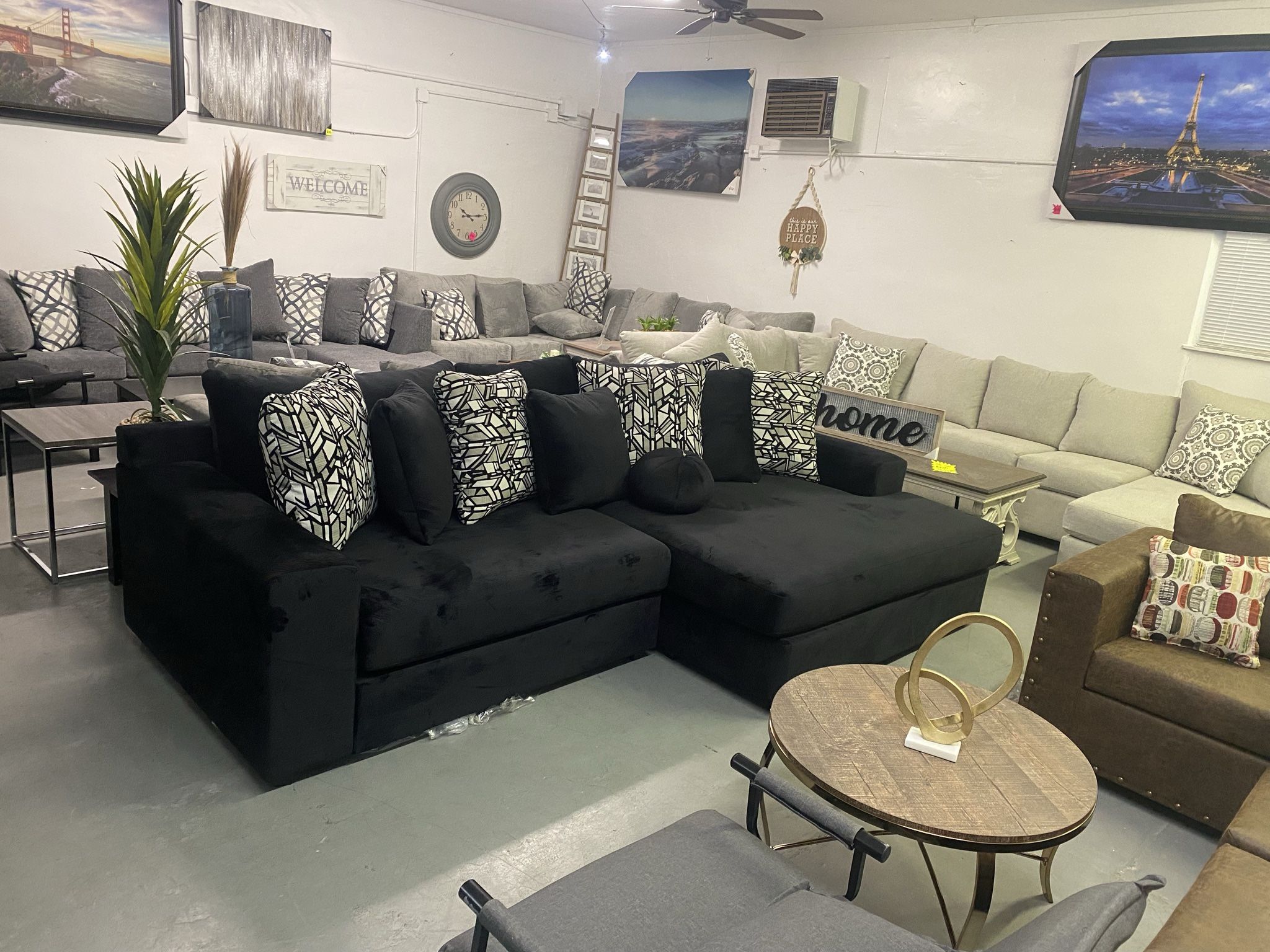 Black Comfortable Oversized Sectional