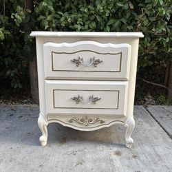 Vintage White French Provincial Nightstand / End Table Drawer