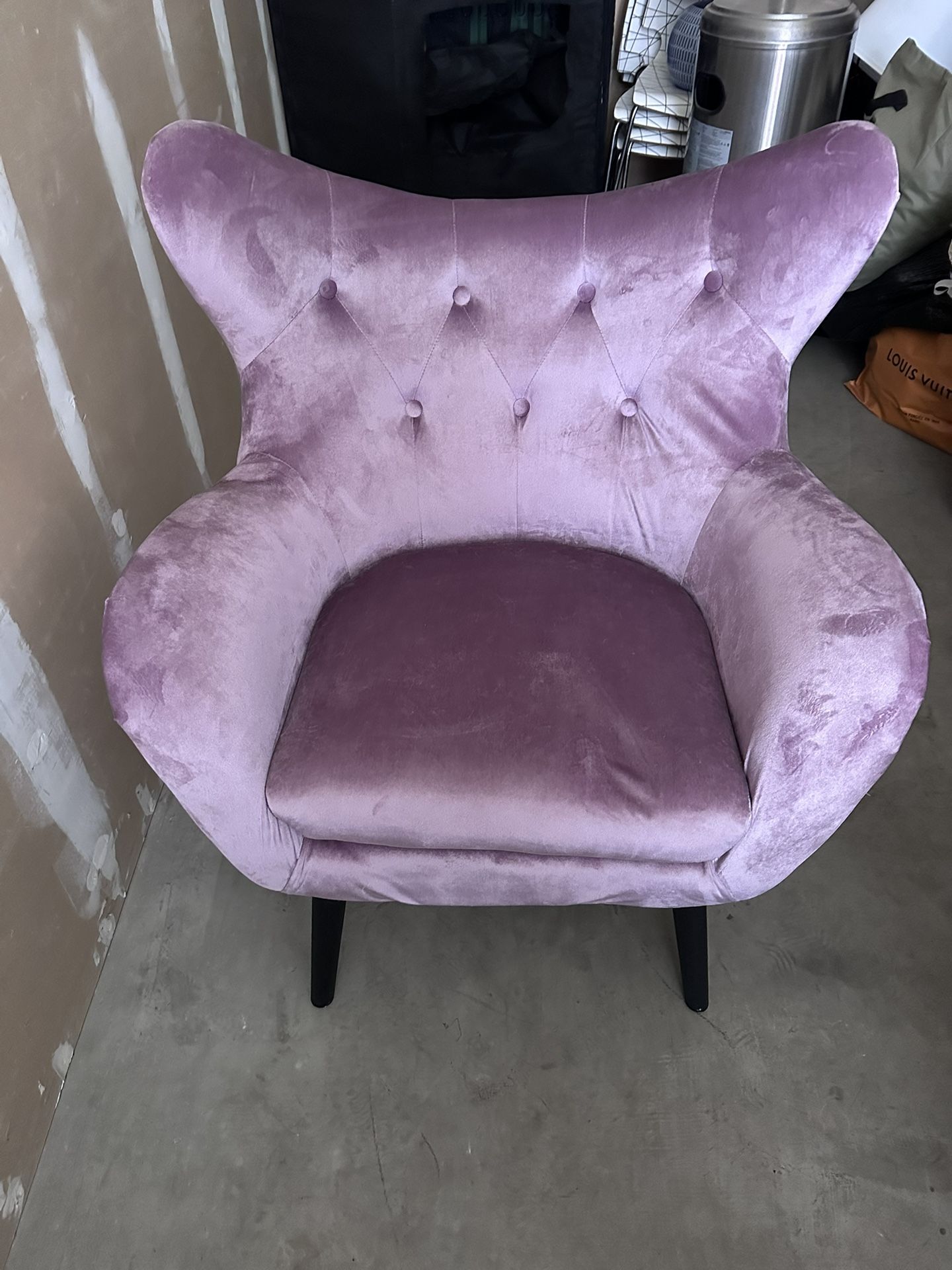 Velvet Tufted Wingback Armchair