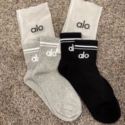 2 Pack All Yoga Unisex Throwback Socks Black And Grey Medium