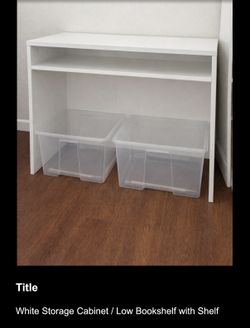 White Storage Cabinet / Low Bookshelf with Shelf