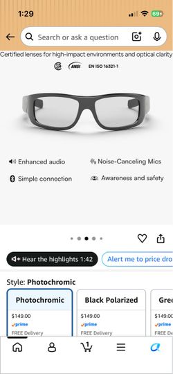 Lucyd Armor Smart Safety Glasses, TR90 Frame