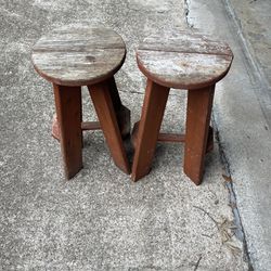 Vintage Wooden Stools 23” Tall