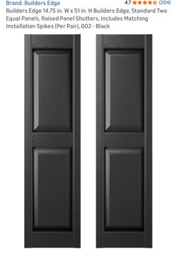 Builders Edge 14.75 in. W x 59 in. H Builders Edge, Standard Two Equal Panels, Raised Panel Shutters, Includes Matching Installation Spikes (Per Pair)