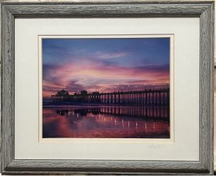 Framed Sunset at HB Pier Photograph