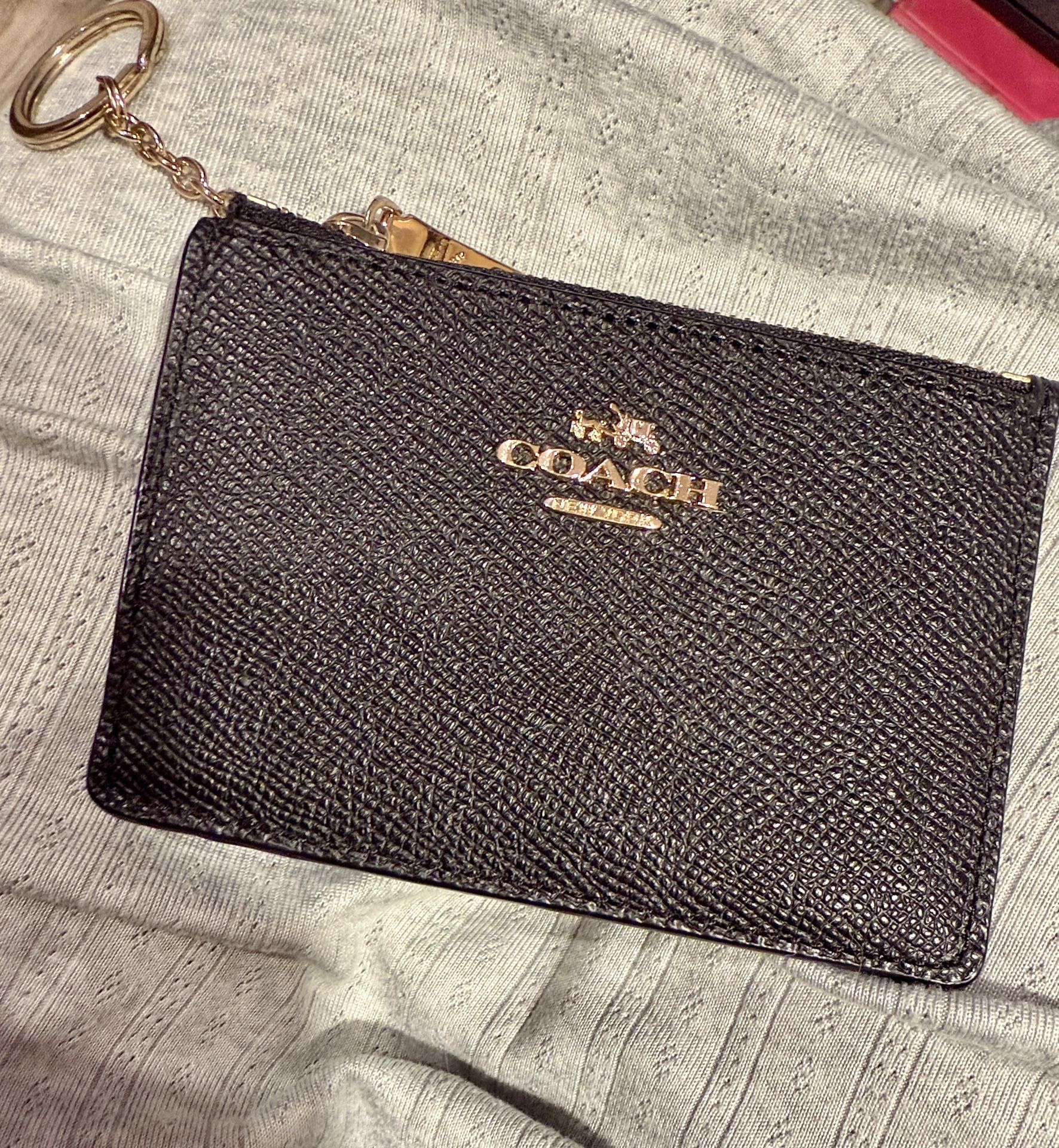 Coach Black Leather Keychain Pouch