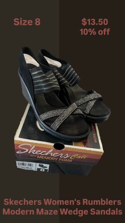 Skechers Rumblers Modern Maze Wedge Sandals Size 8