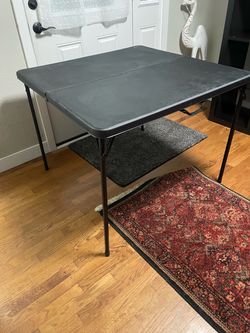 Black Folding Table with Metal Legs(