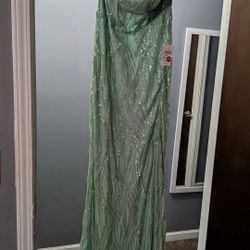 Sage Sequin Long Formal Dress 