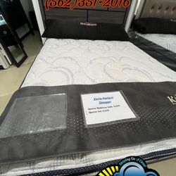 Serta Queen Mattress And Boxspring Bed Set New Cama Q