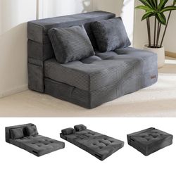 MAXYOYO Folding Sofa Bed, Convertible Sleeper Chair with Pillow Foldable Mattress with Back Support