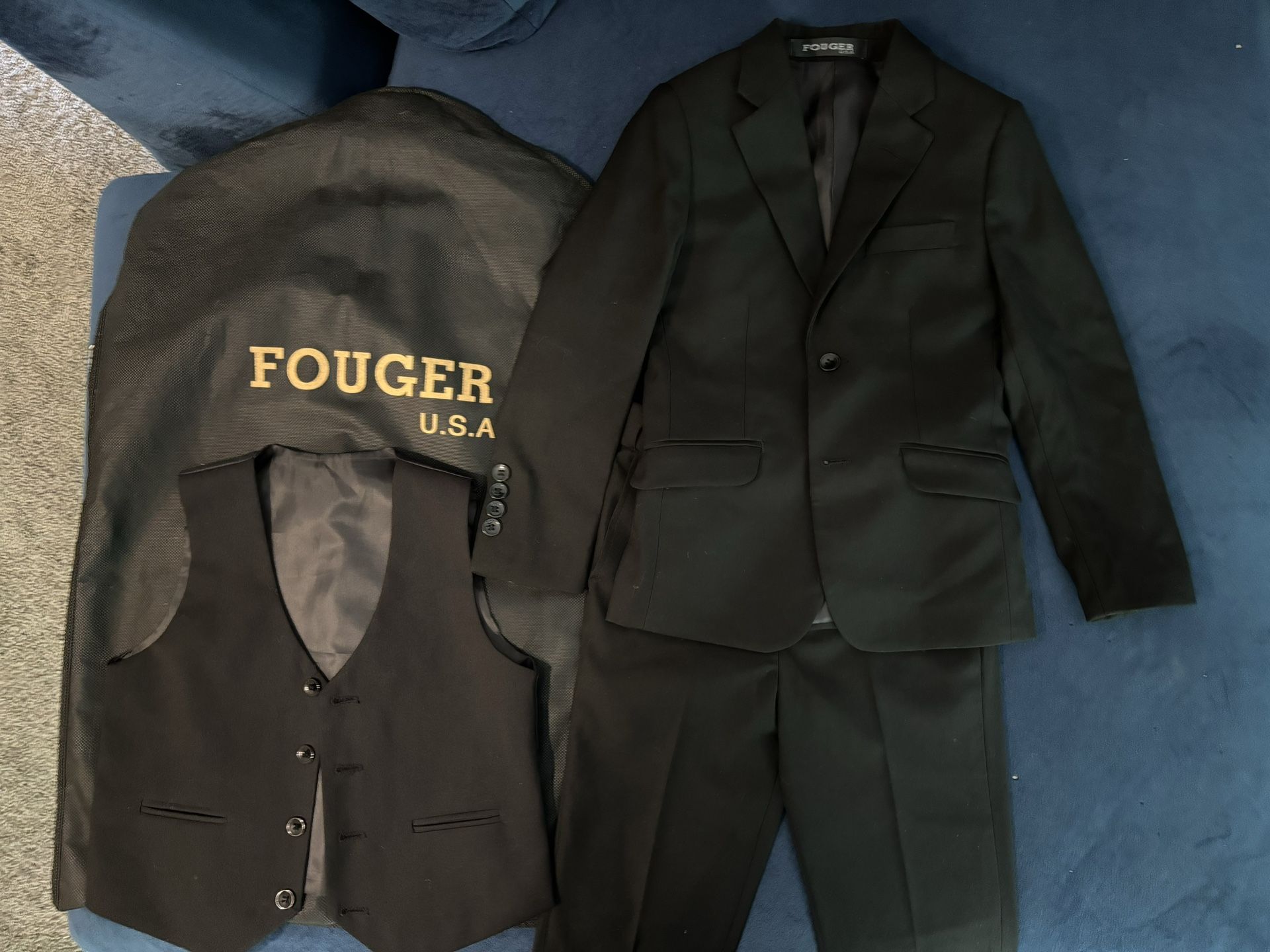 Boys Black Size 6 Fouger Three Piece Suit