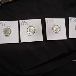 I HAVE 4 SILVER DIMES VARIES YEARS READ DESCRIPTION 