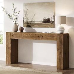 HL0226 Solid Wood Console Table, 63-Inch Farmhouse Sofa Table Behind Couch for Entryway, Living Room, Foyer, Easy Assembly (Rustic Brown)
