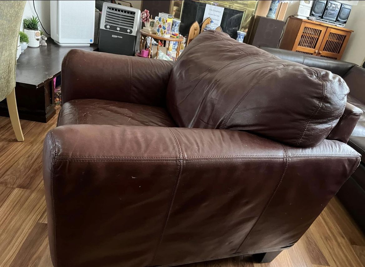 Leather Chair And Ottoman