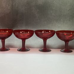 Set of (4) Rare & beautiful small ruby red dessert cups.  Excellent condition.