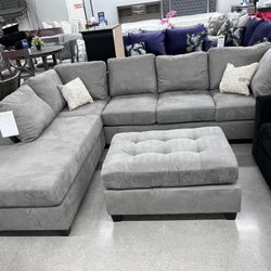 Sectional With Ottoman 🩶 Grey Color 