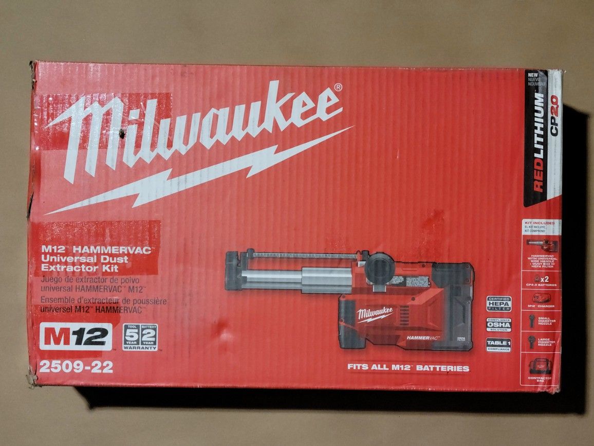 Milwaukee M12 12-Volt Lithium-Ion Cordless HAMMERVAC Universal Dust Extractor 2509-22